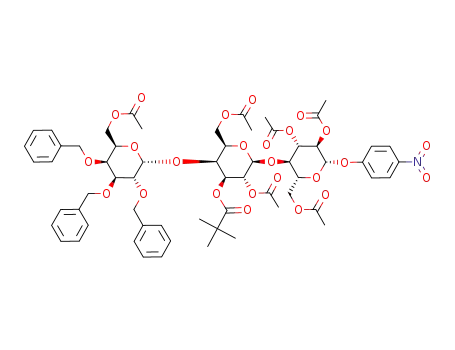 p-nitrophenyl O-[6-O-acetyl-2,3,4-tri-O-benzyl-α-D-galactopyranosyl-(1->4)-2,6-di-O-acetyl-3-O-pivaloyl-β-D-galactopyranosyl)]-(1->4)-2,3,6-tri-O-acetyl-β-D-glucopyranoside