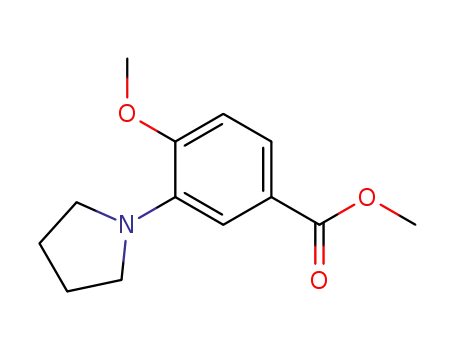 Molecular Structure of 219636-75-6 (4-Methoxy-3-pyrrolidin-1-yl-benzoic acid methyl ester)