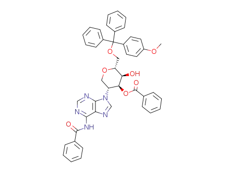 1,5-anhydro-3-O-benzoyl-6-O-monomethoxytrityl-2-deoxy-2-(N<sup>6</sup>-benzoyladenin-9-yl)-D-altro-hexitol