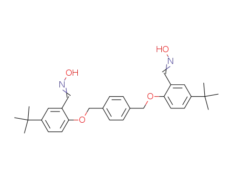 Molecular Structure of 188663-45-8 (Benzaldehyde,
2,2'-[1,4-phenylenebis(methyleneoxy)]bis[5-(1,1-dimethylethyl)-,
dioxime)