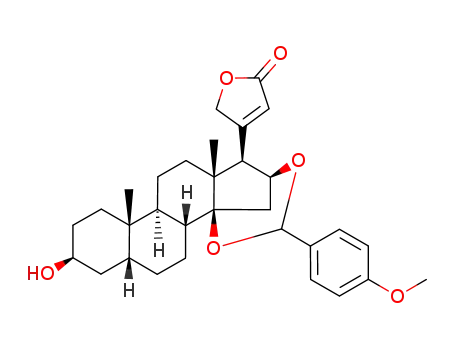 Molecular Structure of 190579-30-7 (3β-hydroxy-14β,16β-O-(4-methoxybenzylidene)card-20(22)-enolide)