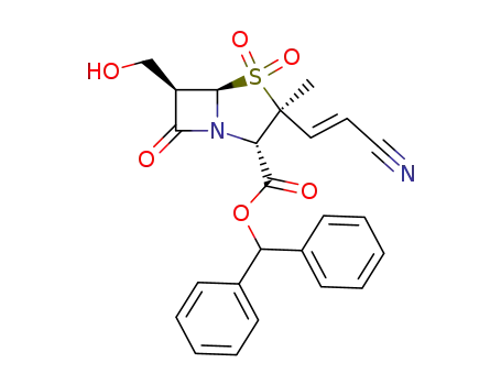 (2S,3S,5R,6R)-3-((E)-2-Cyano-vinyl)-6-hydroxymethyl-3-methyl-4,4,7-trioxo-4λ<sup>6</sup>-thia-1-aza-bicyclo[3.2.0]heptane-2-carboxylic acid benzhydryl ester