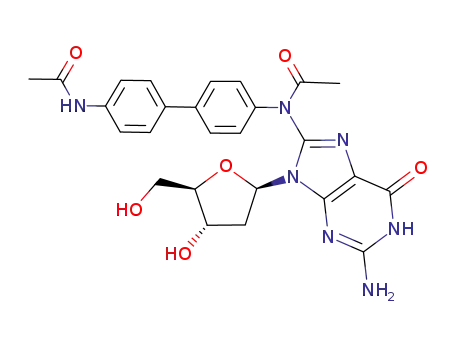 Molecular Structure of 82682-90-4 (Guanosine, 8-(acetyl(4'-(acetylamino)(1,1'-biphenyl)-4-yl)amino)-2'-deoxy-)