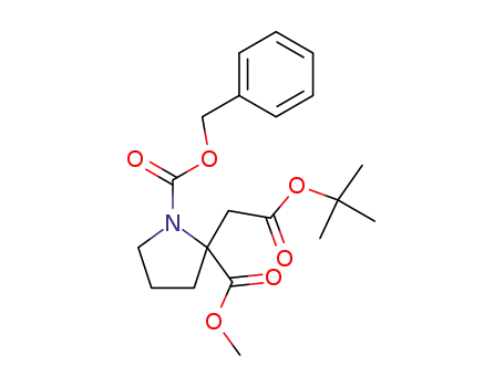 Molecular Structure of 195453-57-7 (2-tert-Butoxycarbonylmethyl-pyrrolidine-1,2-dicarboxylic acid 1-benzyl ester 2-methyl ester)