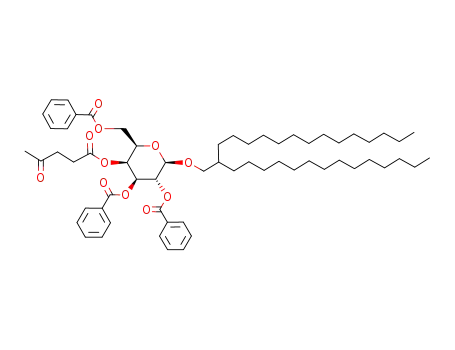 Molecular Structure of 195323-32-1 (2-(tetradecyl)hexadecyl 2,3,6-tri-O-benzoyl-4-O-levulinoyl-β-D-galactopyranoside)