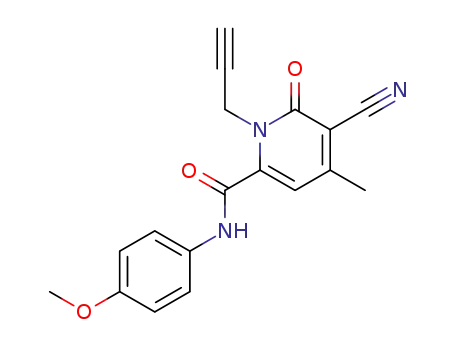 Molecular Structure of 181512-25-4 (5-Cyano-4-methyl-6-oxo-1-prop-2-ynyl-1,6-dihydro-pyridine-2-carboxylic acid (4-methoxy-phenyl)-amide)