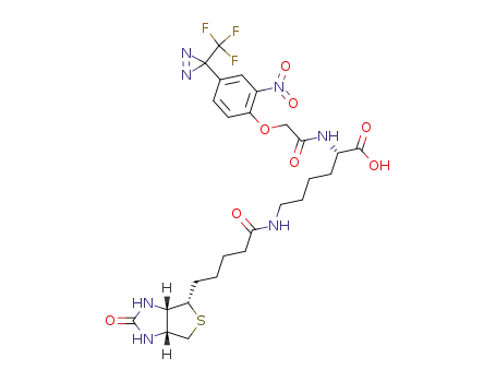 Molecular Structure of 178484-35-0 ((S)-2-{2-[2-Nitro-4-(3-trifluoromethyl-3H-diazirin-3-yl)-phenoxy]-acetylamino}-6-[5-((3aR,6S,6aS)-2-oxo-hexahydro-thieno[3,4-d]imidazol-6-yl)-pentanoylamino]-hexanoic acid)