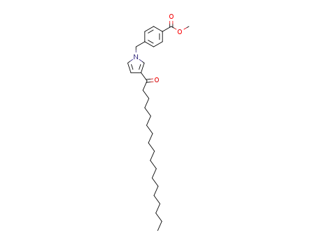 Molecular Structure of 184844-01-7 (Benzoic acid, 4-[[3-(1-oxooctadecyl)-1H-pyrrol-1-yl]methyl]-, methyl
ester)