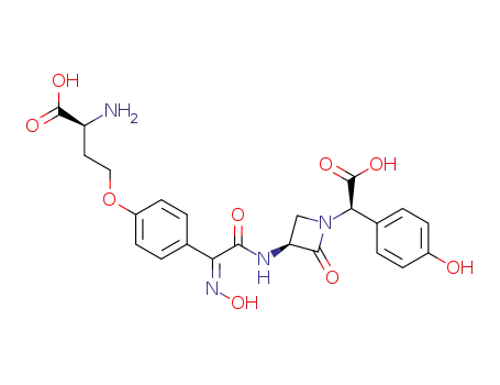 Molecular Structure of 88198-78-1 (1-Azetidineacetic acid,3-[[(2Z)-[4-[(3S)-3- amino-3-carboxypropoxy]phenyl](hydroxyimino)- acetyl]amino]-R-(4-hydroxyphenyl)-2-oxo-,(RR,3S)- )
