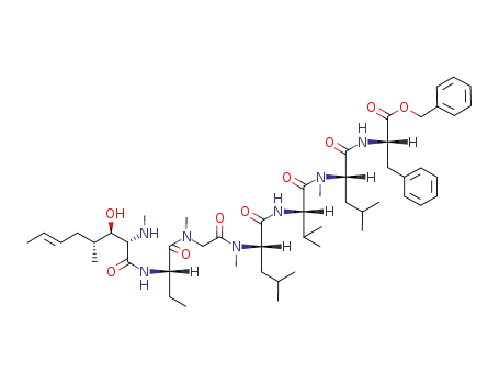 Molecular Structure of 1027283-80-2 (H-MeBmt-Abu-Sar-MeLeu-Val-MeLeu-Phe-OBzl)
