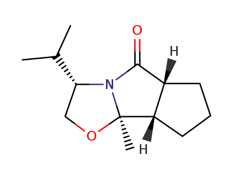 Molecular Structure of 180982-83-6 ((3S,5aR,8aS,8bR)-3-Isopropyl-8b-methyl-octahydro-cyclopenta[3,4]pyrrolo[2,1-b]oxazol-5-one)