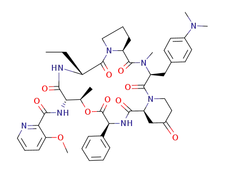 3-Methoxy-pyridine-2-carboxylic acid [(3S,6S,12R,15S,16R,19S,22S)-3-(4-dimethylamino-benzyl)-12-ethyl-4,16-dimethyl-2,5,11,14,18,21,24-heptaoxo-19-phenyl-17-oxa-1,4,10,13,20-pentaaza-tricyclo[20.4.0.0<sup>6,10</sup>]hexacos-15-yl]-amide