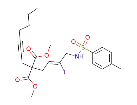 Molecular Structure of 180972-00-3 ((Z)-1-(p-toluenesulfonamido)-5,5-bis(methoxycarbonyl)-2-iodo-2-dodecen-7-yne)