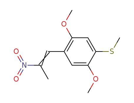 Molecular Structure of 61638-05-9 (Benzene, 1,4-dimethoxy-5-(methylthio)-2-(2-nitro-1-propenyl)-)