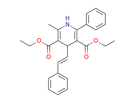 Molecular Structure of 185259-16-9 (3,5-Pyridinedicarboxylic acid,
1,4-dihydro-2-methyl-6-phenyl-4-[(1E)-2-phenylethenyl]-, diethyl ester)