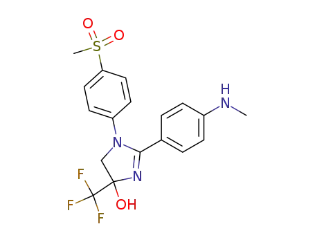 Molecular Structure of 1026948-20-8 (1-(4-Methanesulfonyl-phenyl)-2-(4-methylamino-phenyl)-4-trifluoromethyl-4,5-dihydro-1H-imidazol-4-ol)