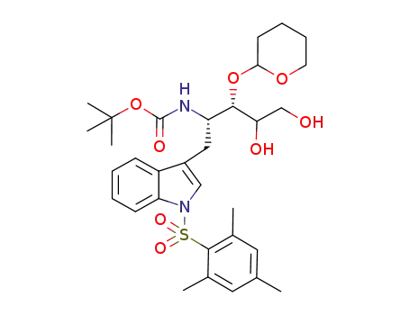 (3S,4S)-4-tert-butyloxycarbonylamino-1,2-dihydroxy-3-tetrahydropyranyloxy-5-3'-(N-mesitylene-2-sulfonyl)indolylpentane