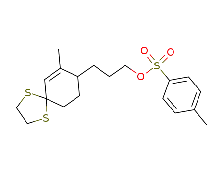 Molecular Structure of 57904-79-7 (Toluene-4-sulfonic acid 3-(7-methyl-1,4-dithia-spiro[4.5]dec-6-en-8-yl)-propyl ester)