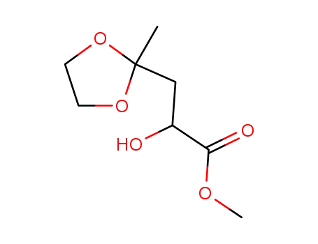Molecular Structure of 163458-23-9 (Methyl (+/-)-2-hydroxy-3-(2-methyl-1,3-dioxolan-2-yl)propanoate)