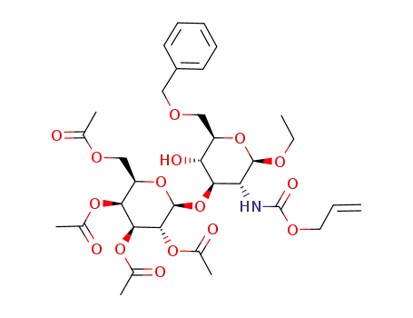 Acetic acid (2R,3R,4S,5S,6R)-4,5-diacetoxy-6-acetoxymethyl-2-((2R,3R,4R,5S,6R)-3-allyloxycarbonylamino-6-benzyloxymethyl-2-ethoxy-5-hydroxy-tetrahydro-pyran-4-yloxy)-tetrahydro-pyran-3-yl ester