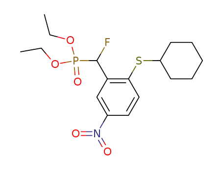 Molecular Structure of 204130-66-5 ([(2-Cyclohexylsulfanyl-5-nitro-phenyl)-fluoro-methyl]-phosphonic acid diethyl ester)