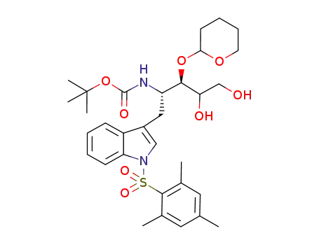 (3R,4S)-4-tert-butyloxycarbonylamino-1,2-dihydroxy-3-tetrahydropyranyloxy-5-3'-(N-mesitylene-2-sulfonyl)indolylpentane