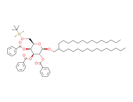 Molecular Structure of 195323-41-2 (2-(tetradecyl)hexadecyl 2,3,4-tri-O-benzoyl-6-O-t-butyldimethylsilyl-β-D-galactopyranoside)