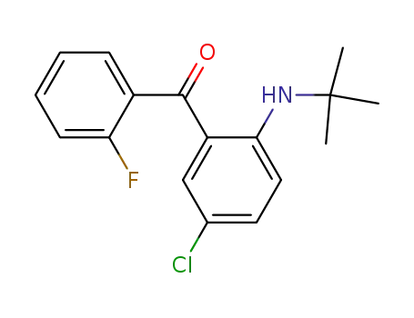 Molecular Structure of 126377-83-1 (<5-chloro-2-<(1,1-dimethylethyl)amino>phenyl>(2-fluorophenyl)methanone)
