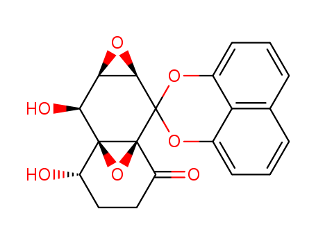 Molecular Structure of 152607-02-8 (Spiro[2a,6a-epoxynaphth[2,3-b]oxirene-2(1aH),2'-naphtho[1,8-de][1,3]dioxin]-3(4H)-one,5,6,7,7a-tetrahydro-6,7-dihydroxy-, (1aR,2aR,6S,6aS,7S,7aR)-)