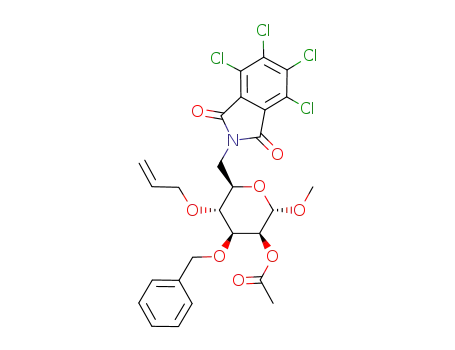 Acetic acid (2S,3S,4S,5R,6R)-5-allyloxy-4-benzyloxy-2-methoxy-6-(4,5,6,7-tetrachloro-1,3-dioxo-1,3-dihydro-isoindol-2-ylmethyl)-tetrahydro-pyran-3-yl ester