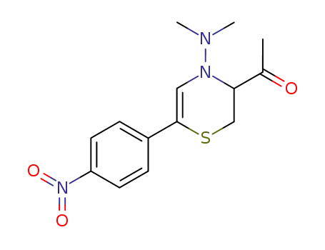 Molecular Structure of 170881-10-4 (1-[4-Dimethylamino-6-(4-nitro-phenyl)-3,4-dihydro-2H-[1,4]thiazin-3-yl]-ethanone)