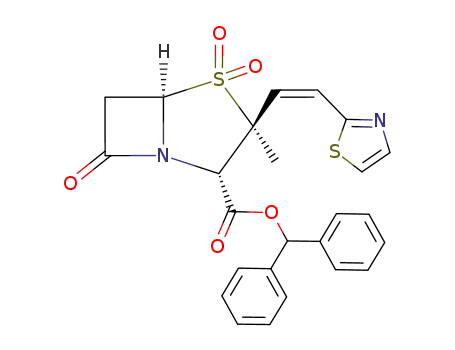 benzhydryl (Z)-(2S,3S,5R)-3-methyl-4,4,7-trioxo-3-(2-thiazol-2-yl-vinyl)-4-thia-1-aza-bicyclo[3.2.0]heptane-2-carboxylate