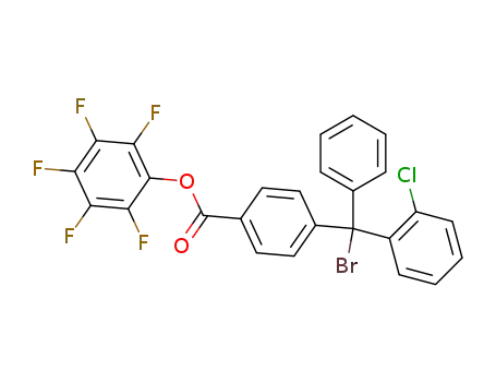 Molecular Structure of 172976-57-7 (4-[Bromo-(2-chloro-phenyl)-phenyl-methyl]-benzoic acid pentafluorophenyl ester)