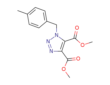 Molecular Structure of 126799-89-1 (1H-1,2,3-Triazole-4,5-dicarboxylic acid, 1-[(4-methylphenyl)methyl]-,
dimethyl ester)