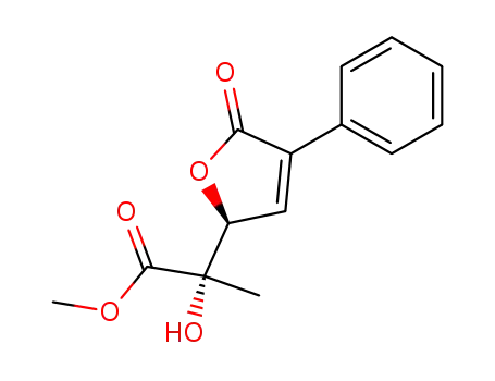 Molecular Structure of 129266-27-9 ((S)-2-Hydroxy-2-((S)-5-oxo-4-phenyl-2,5-dihydro-furan-2-yl)-propionic acid methyl ester)