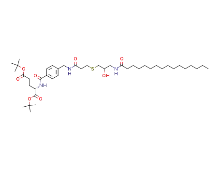 Molecular Structure of 204583-04-0 ((S)-2-(4-{[3-(3-Hexadecanoylamino-2-hydroxy-propylsulfanyl)-propionylamino]-methyl}-benzoylamino)-pentanedioic acid di-tert-butyl ester)