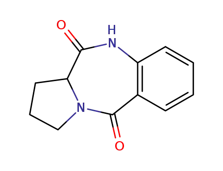 Molecular Structure of 18877-34-4 ((S)-(+)-2,3-DIHYDRO-1H-PYRROLO[2,1-C][1,4]BENZODIAZEPINE-5,11(10H,11AH)-DIONE)