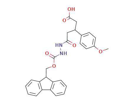 Molecular Structure of 348110-35-0 (5-[N'-(9H-fluoren-9-ylmethoxycarbonyl)-hydrazino]-5-oxo-3-(4-methoxy)-phenylpentanoic acid)