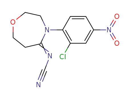 Molecular Structure of 869785-87-5 (3-chloro-4-(5-cyanoimino-[1,4]oxazepan-4-yl)-1-nitrobenzene)