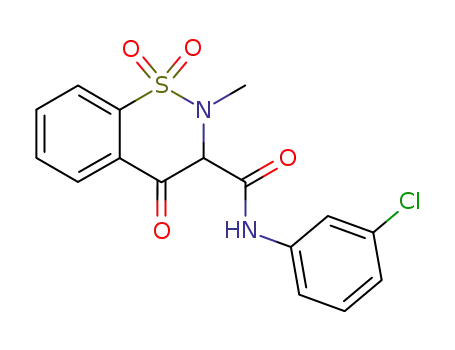 Molecular Structure of 29140-28-1 (2H-1,2-Benzothiazine-3-carboxamide,
N-(3-chlorophenyl)-3,4-dihydro-2-methyl-4-oxo-, 1,1-dioxide)