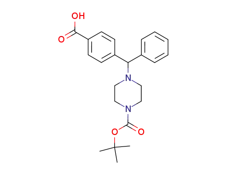 Molecular Structure of 193217-37-7 (1-Piperazinecarboxylic acid, 4-[(4-carboxyphenyl)phenylmethyl]-,
1-(1,1-dimethylethyl) ester)