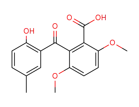 Molecular Structure of 861782-67-4 (2-(2-hydroxy-5-methyl-benzoyl)-3,6-dimethoxy-benzoic acid)