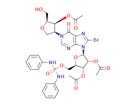 8-bromo-N<sup>1</sup>-(1'',4''-anhydro-3''-O-acetyl-2''-deoxy-L-lyxitol-2''-yl)-5'-O-dianilinophosphoryl-2',3'-di-O-acetylinosine