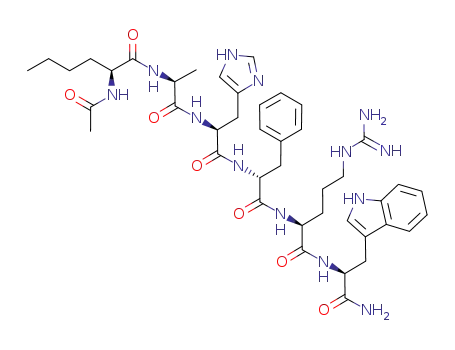 Molecular Structure of 448944-47-6 (N-Acetyl-L-norleucyl-L-alanyl-L-histidyl-D-phenylalanyl-L-arginyl-L-tryptophanamide)