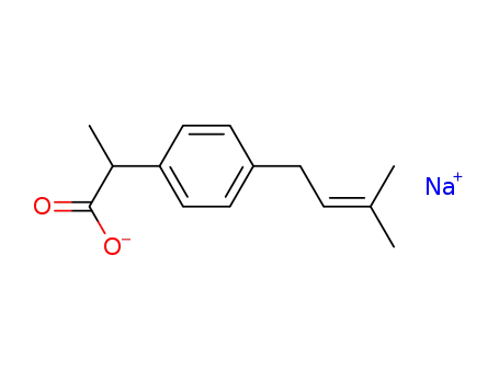 Molecular Structure of 73318-90-8 (Benzeneacetic acid, -alpha--methyl-4-(3-methyl-2-butenyl)-, sodium salt (9CI))
