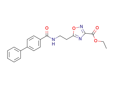 Molecular Structure of 890713-73-2 (5-[2-[(4-biphenylylcarbonyl)amino]ethyl]-1,2,4-oxadiazole-3-carboxylic acid ethyl ester)