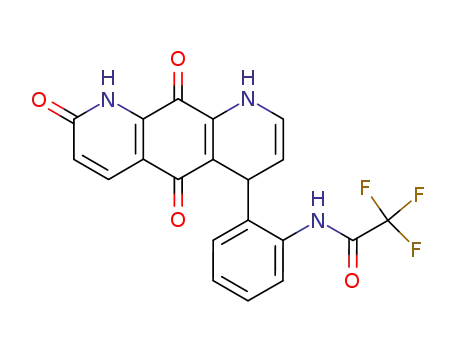Molecular Structure of 283152-37-4 (2,2,2-trifluoro-<i>N</i>-[2-(5,8,10-trioxo-1,4,5,8,9,10-hexahydro-pyrido[3,2-<i>g</i>]quinolin-4-yl)-phenyl]-acetamide)