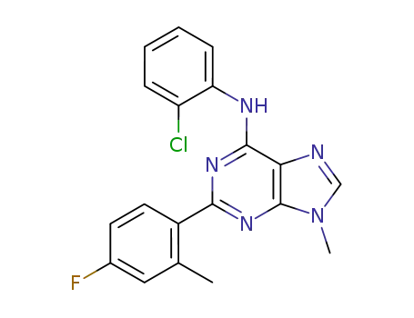 Molecular Structure of 552315-13-6 (9H-Purin-6-amine,
N-(2-chlorophenyl)-2-(4-fluoro-2-methylphenyl)-9-methyl-)