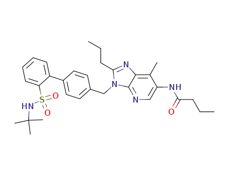 Molecular Structure of 169281-64-5 (Butanamide,
N-[3-[[2'-[[(1,1-dimethylethyl)amino]sulfonyl][1,1'-biphenyl]-4-yl]methyl]-7-
methyl-2-propyl-3H-imidazo[4,5-b]pyridin-6-yl]-)