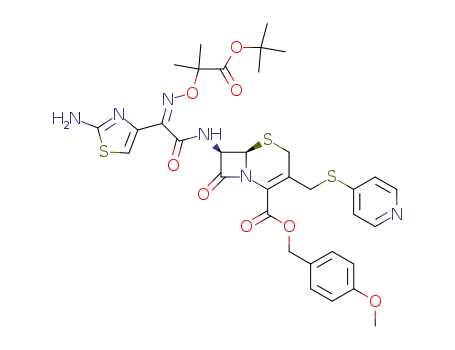 (6R,7R)-7-{2-(2-Amino-thiazol-4-yl)-2-[(Z)-1-tert-butoxycarbonyl-1-methyl-ethoxyimino]-acetylamino}-8-oxo-3-(pyridin-4-ylsulfanylmethyl)-5-thia-1-aza-bicyclo[4.2.0]oct-2-ene-2-carboxylic acid 4-methoxy-benzyl ester